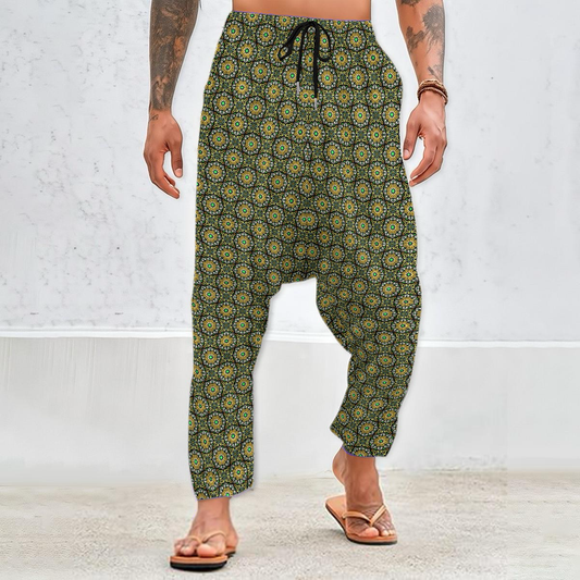 Yellow - Green Velvet Harem Pants 216