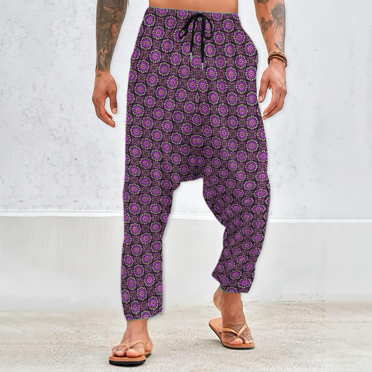Pink - Orange Velvet Harem Pants 216