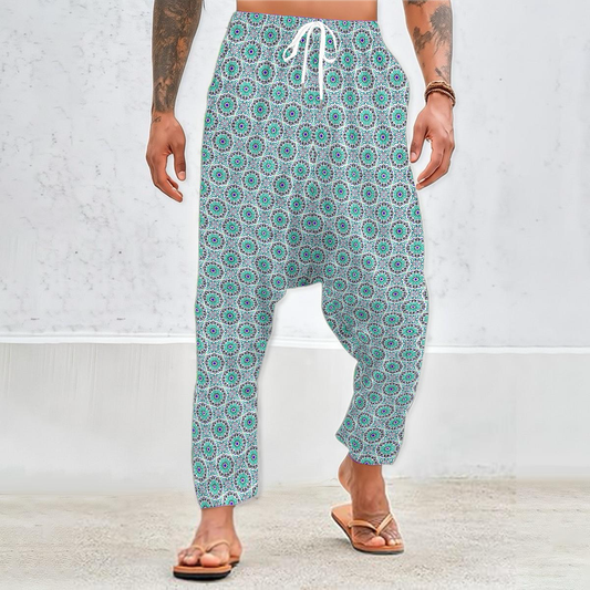 Turquoise - Blue Velvet Harem Pants 216i