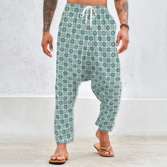Green - Turquoise Velvet Harem Pants 214i