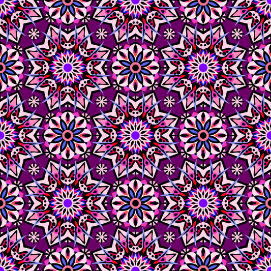 Purple - Pink - Blue Mandala Fabric - 122