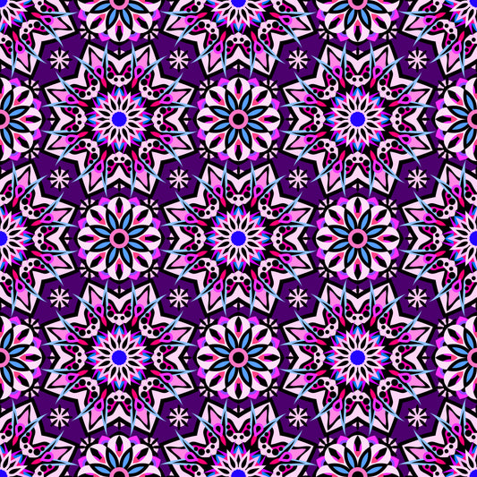 Purple - Pink - Blue Mandala Fabric - 122