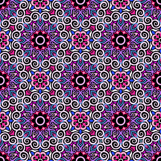 Purple - Pink - Blue Mandala Fabric - 125