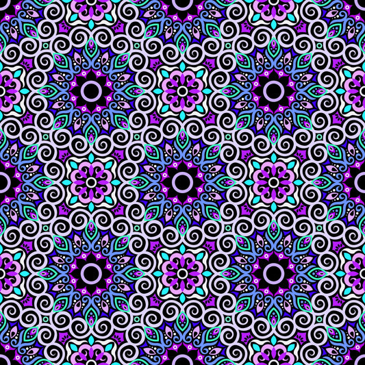 Purple - Turquoise - Blue Mandala Fabric - 125