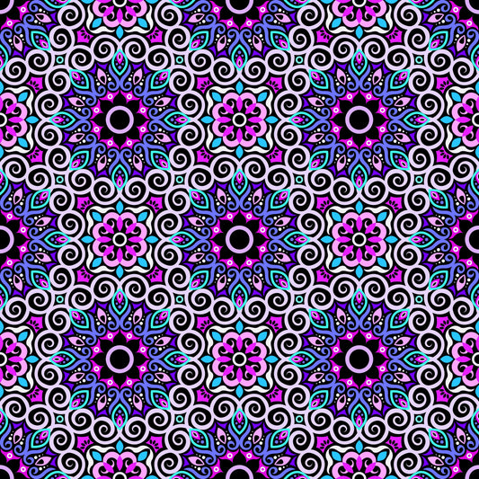 Purple - Turquoise - Blue Mandala Fabric - 125