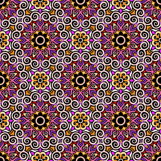 Yellow - Red - Purple Mandala Fabric - 125