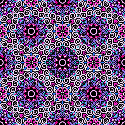 Purple - Pink - Blue Mandala Fabric - 125