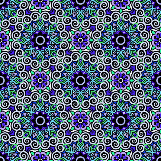 Turquoise - Green - Blue Mandala Fabric - 125