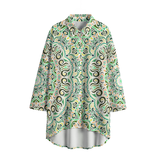 Green - Orange - Yellow Chiffon Shirt
