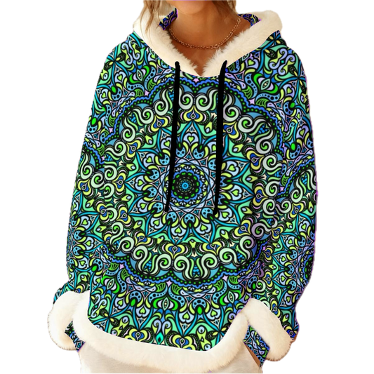 Blue - Turquoise - Green Fuzzy Hoodie