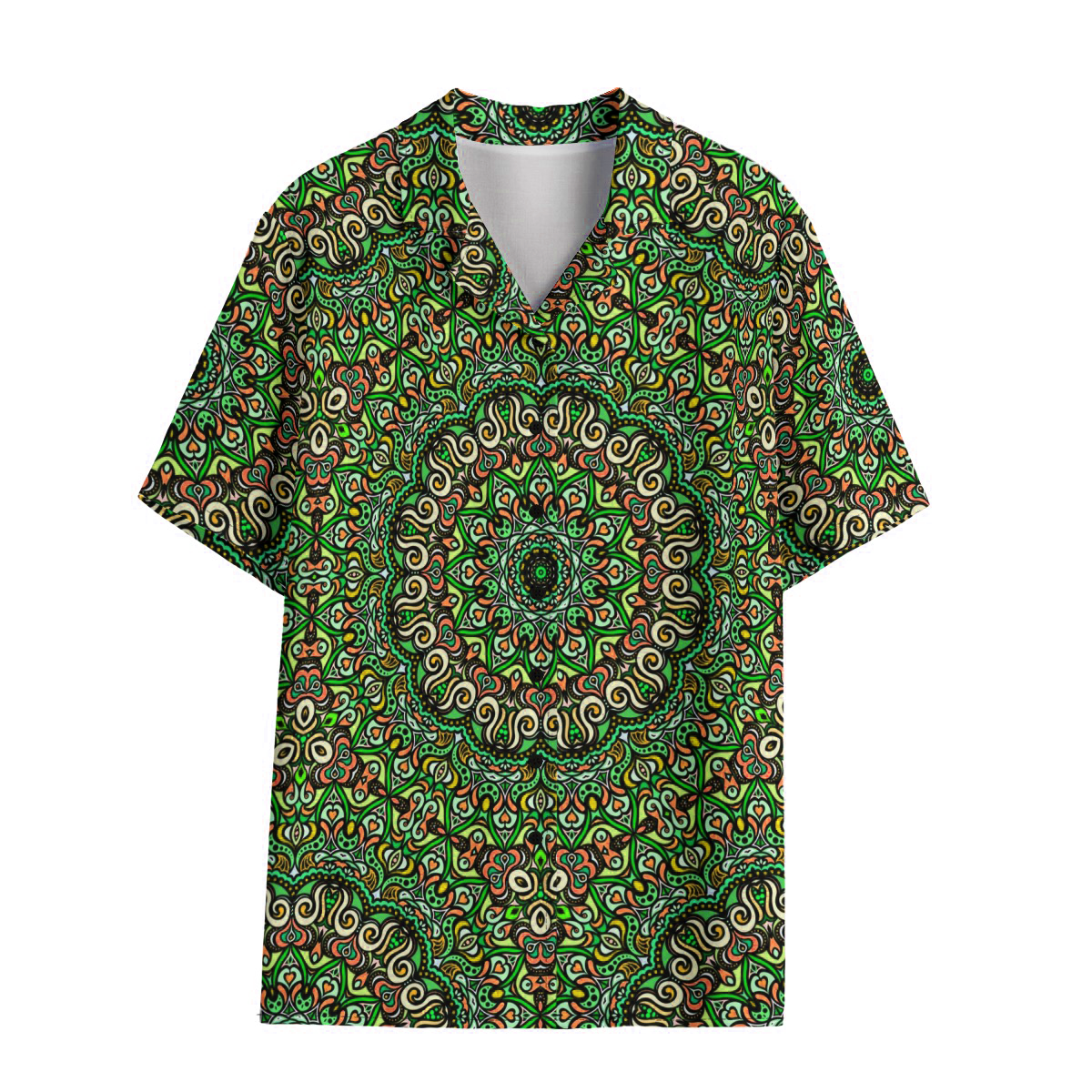 Green - Orange - Yellow Rayon Shirt