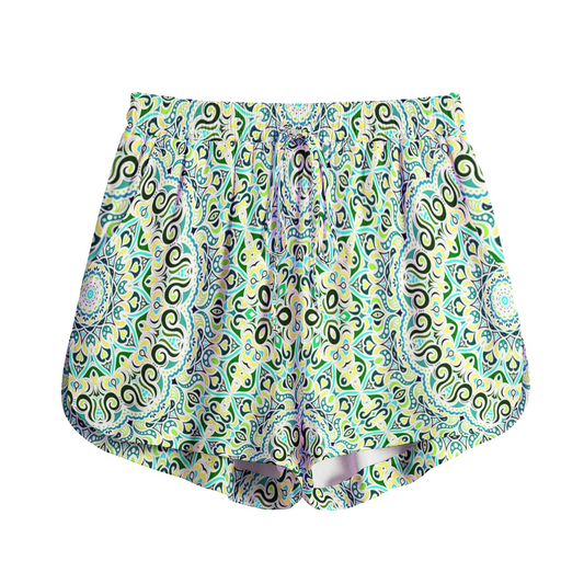 Green - Yellow - Turquoise Rayon Shorts