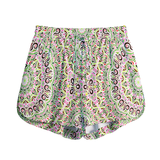 Green - Red - Pink Rayon Shorts