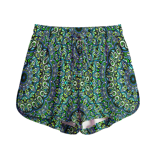 Blue - Green - Turquoise Rayon Shorts