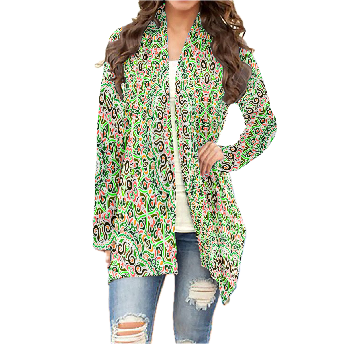 Green - Orange - Brown Cardigan