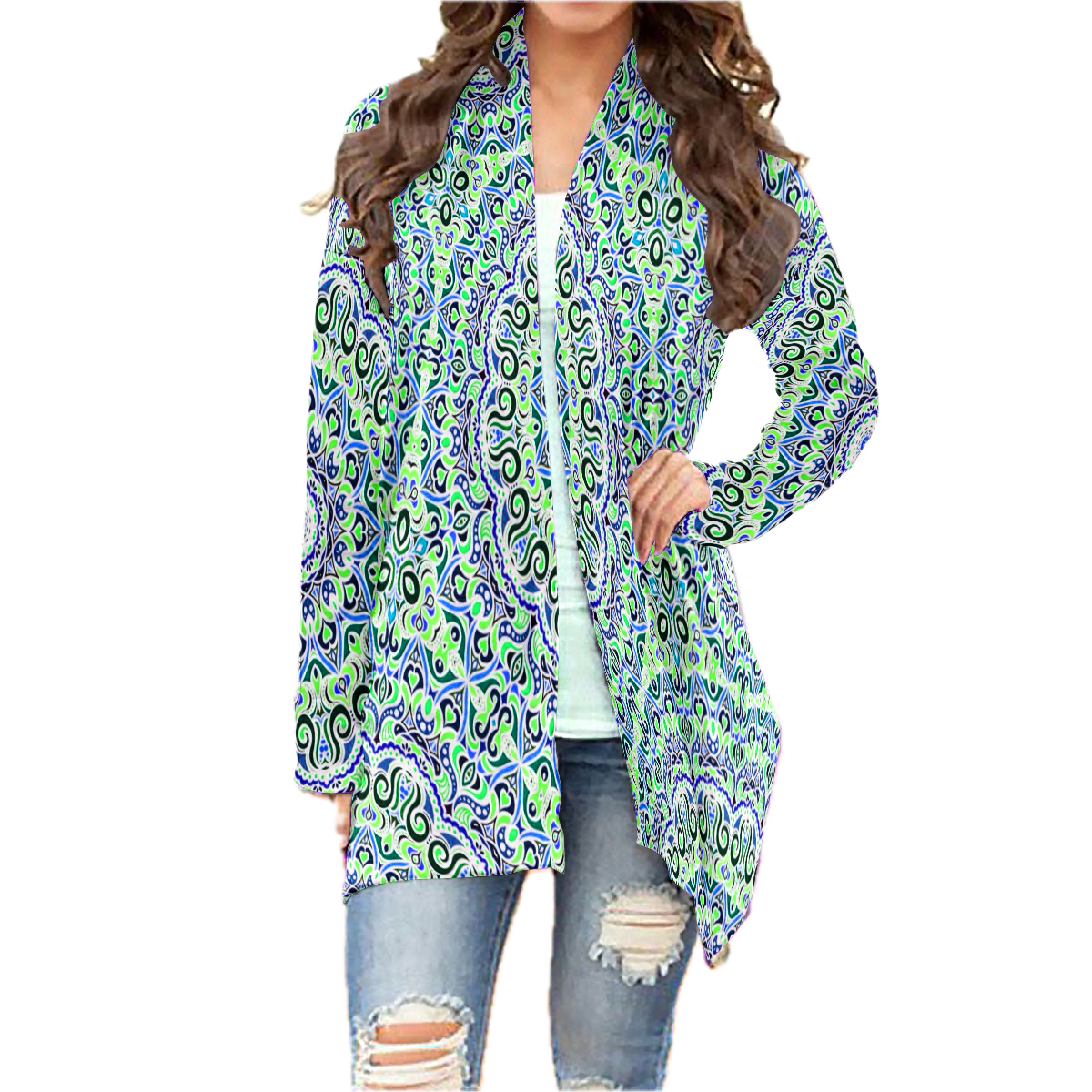 Green - Blue Cardigan