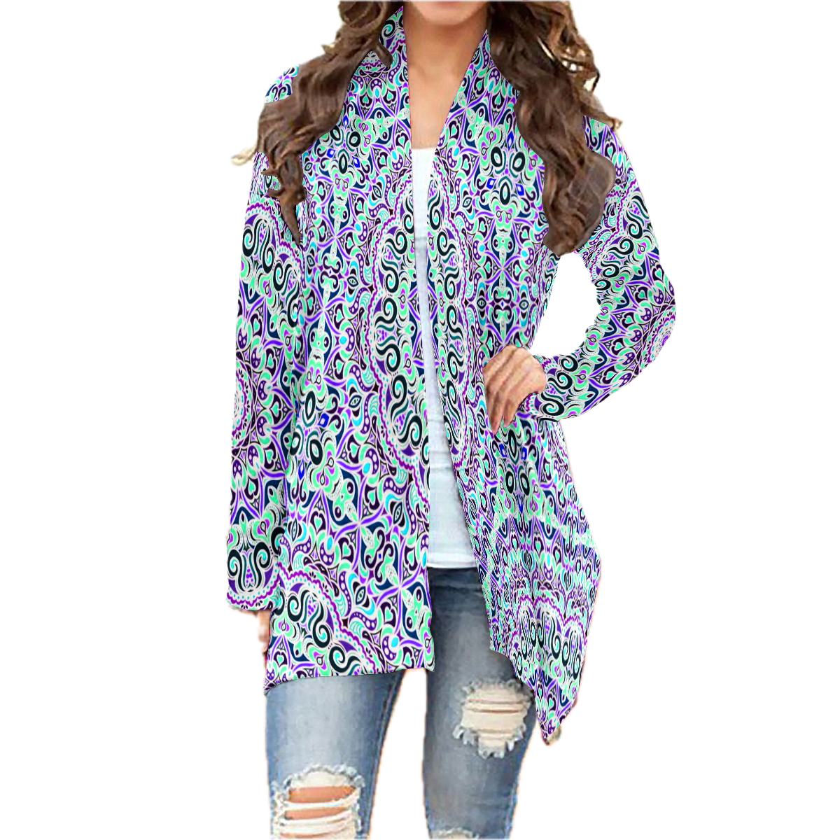 Purple - Turquoise - Blue Cardigan