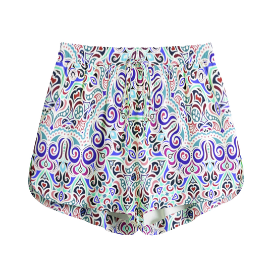 Turquoise - Blue - Pink Rayon Shorts