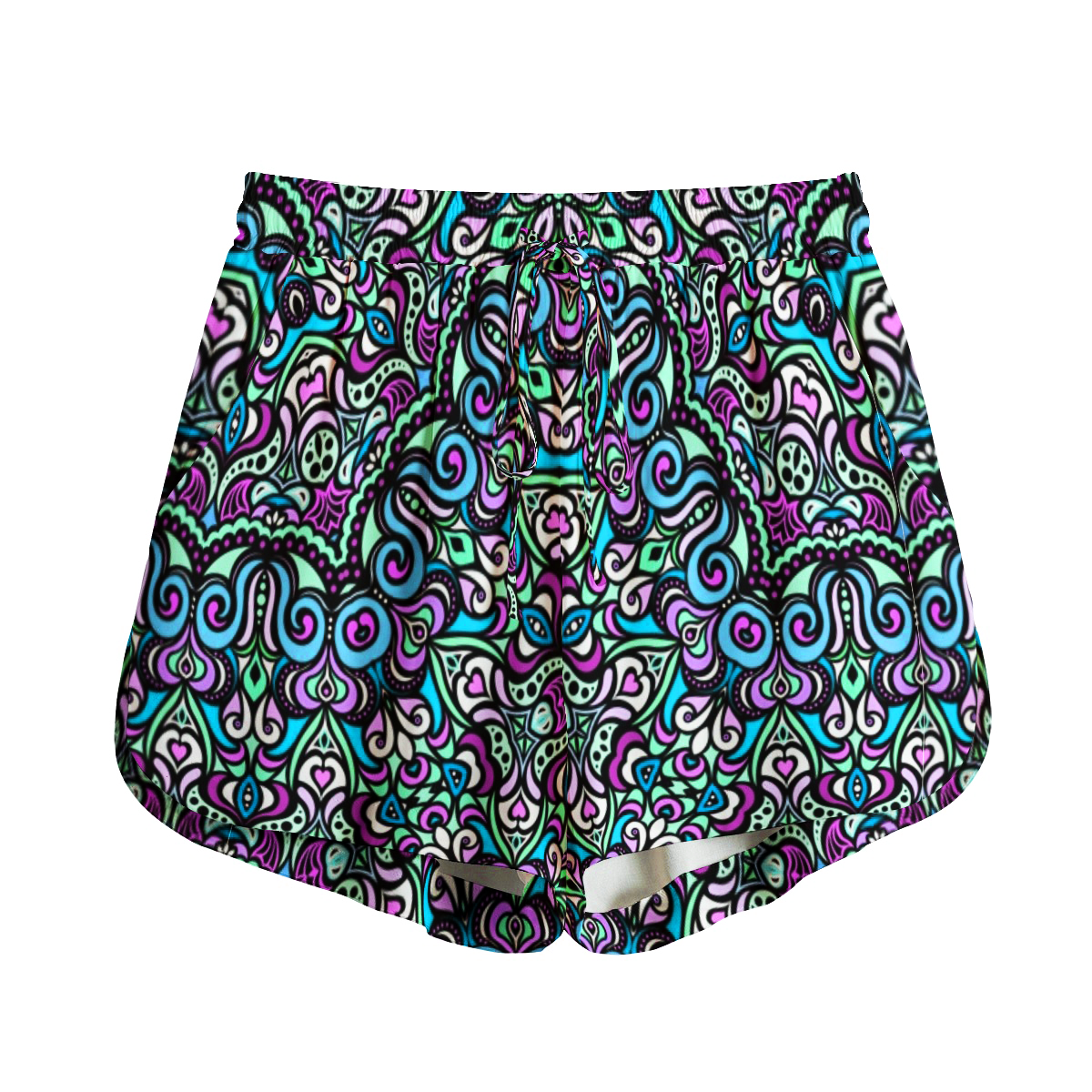 Turquoise - Blue - Fuchsia Rayon Shorts