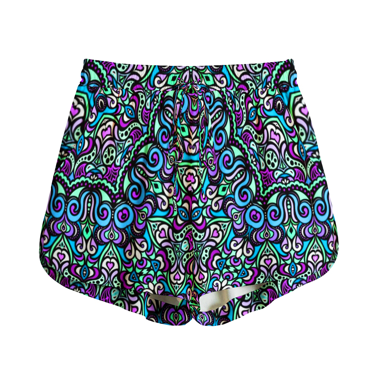 Turquoise - Blue - Purple Rayon Shorts