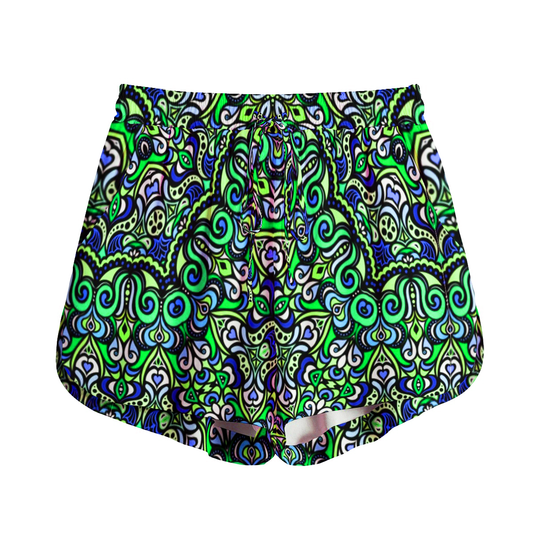 Turquoise - Green - Blue Rayon Shorts
