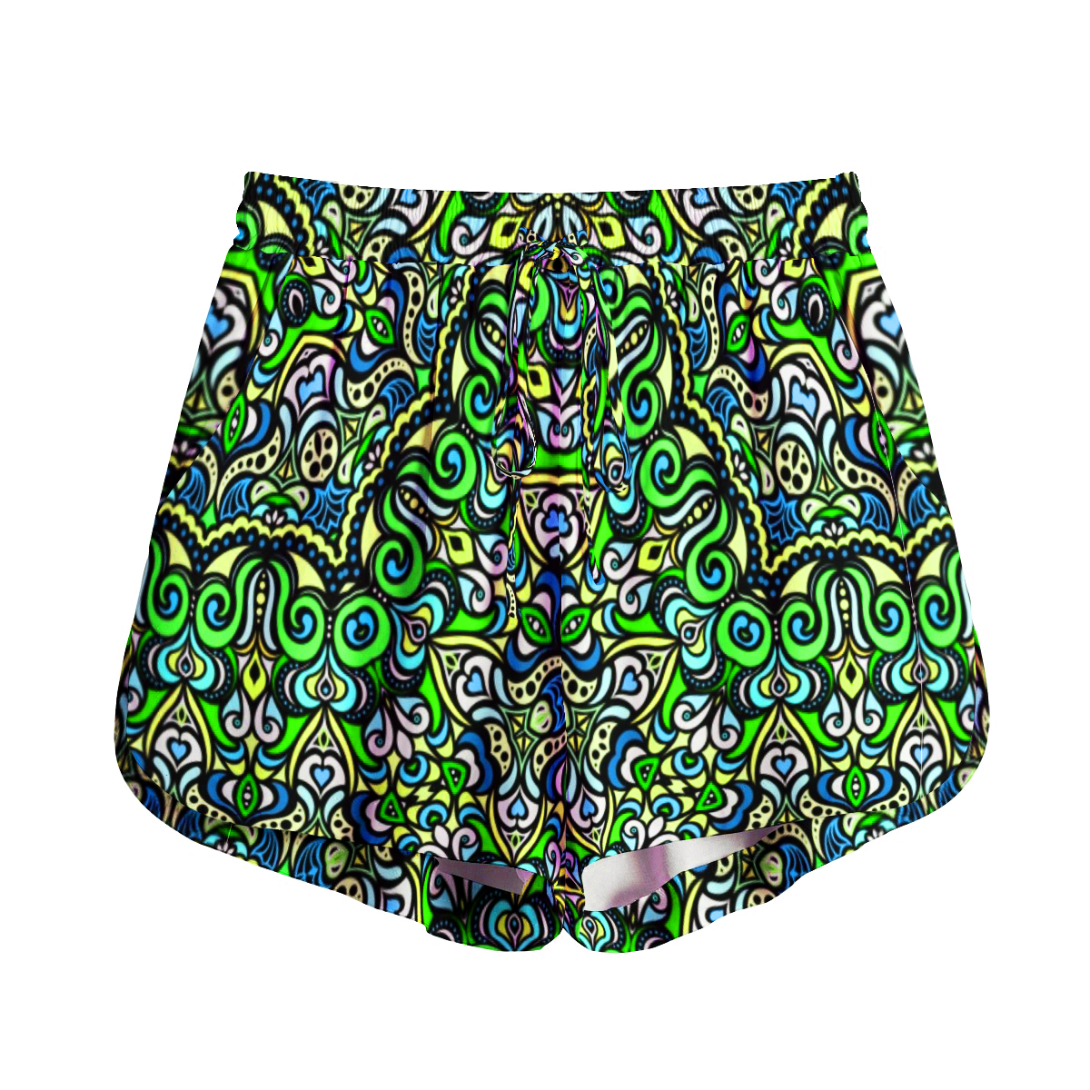 Yellow - Green - Blue Rayon Shorts
