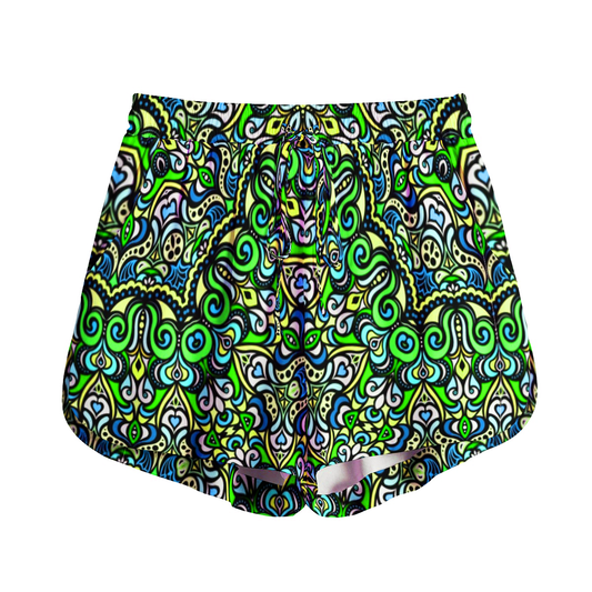 Yellow - Green - Blue Rayon Shorts