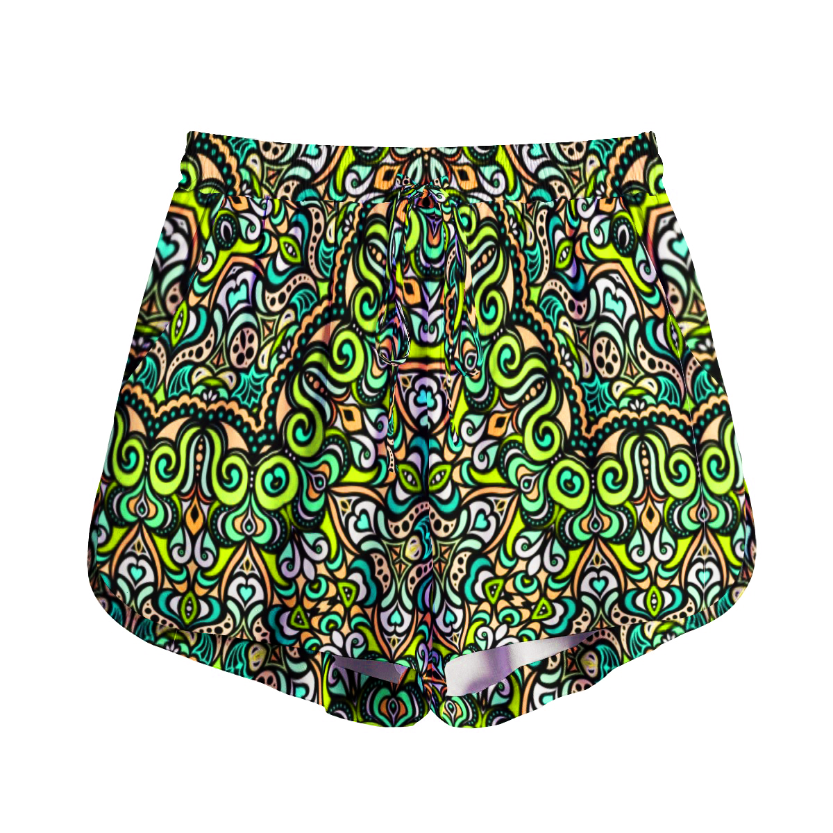Turquoise - Green - Orange Rayon Shorts