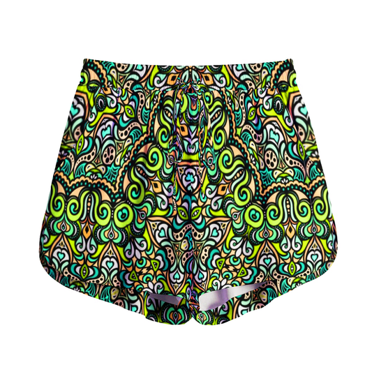 Turquoise - Green - Orange Rayon Shorts