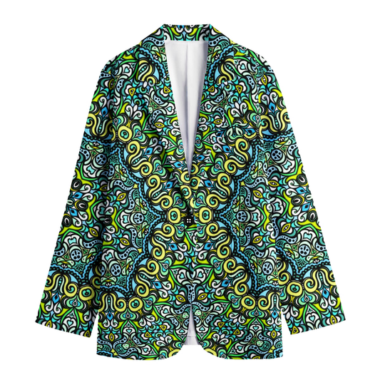 Green - Yellow - Turquoise Cotton Blazer