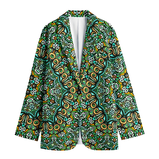 Green - Yellow - Turquoise Cotton Blazer