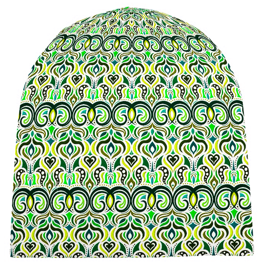 Green - Turquoise - Yellow Velvet Hat