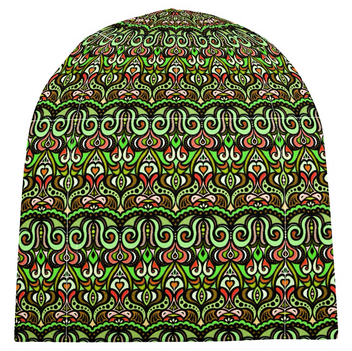 Green - Red - Orange Velvet Hat