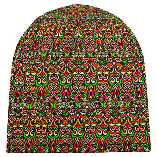 Green - Red - Orange Velvet Hat