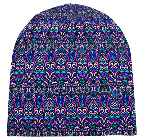 Blue - Turquoise - Pink Velvet Hat