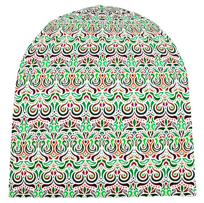 Orange - Green - Burgundy Velvet Hat