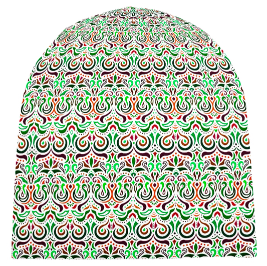 Orange - Green - Burgundy Velvet Hat